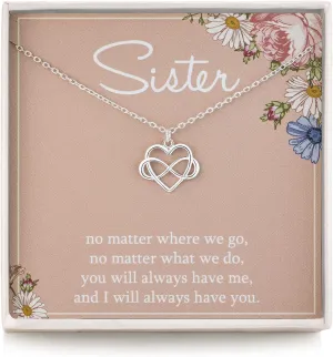 RareLove Sister Gifts from Sisters,925 Sterling Silver Tiny Infinity Heart Necklaces for Women,Birthday Jewelry Gift Necklaces for Sisters,Mothers Day Christmas Gifts