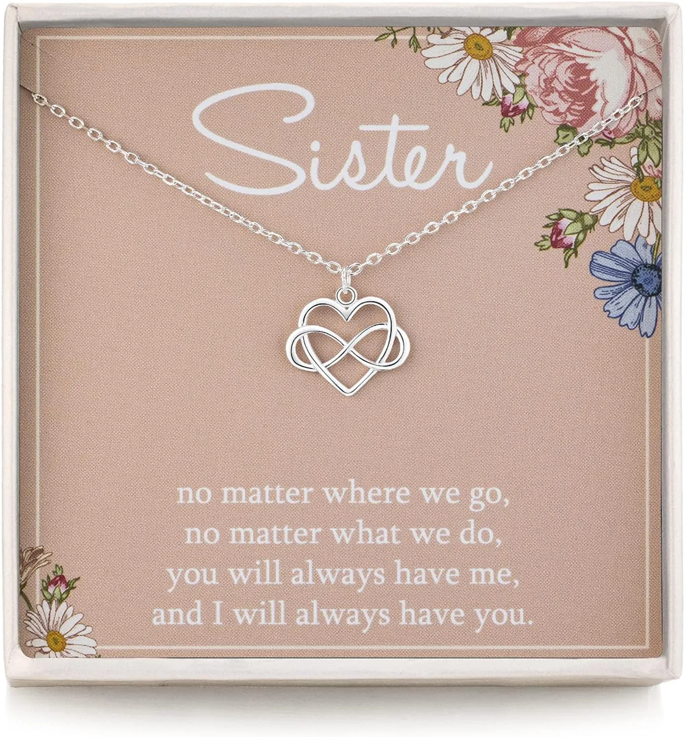RareLove Sister Gifts from Sisters,925 Sterling Silver Tiny Infinity Heart Necklaces for Women,Birthday Jewelry Gift Necklaces for Sisters,Mothers Day Christmas Gifts