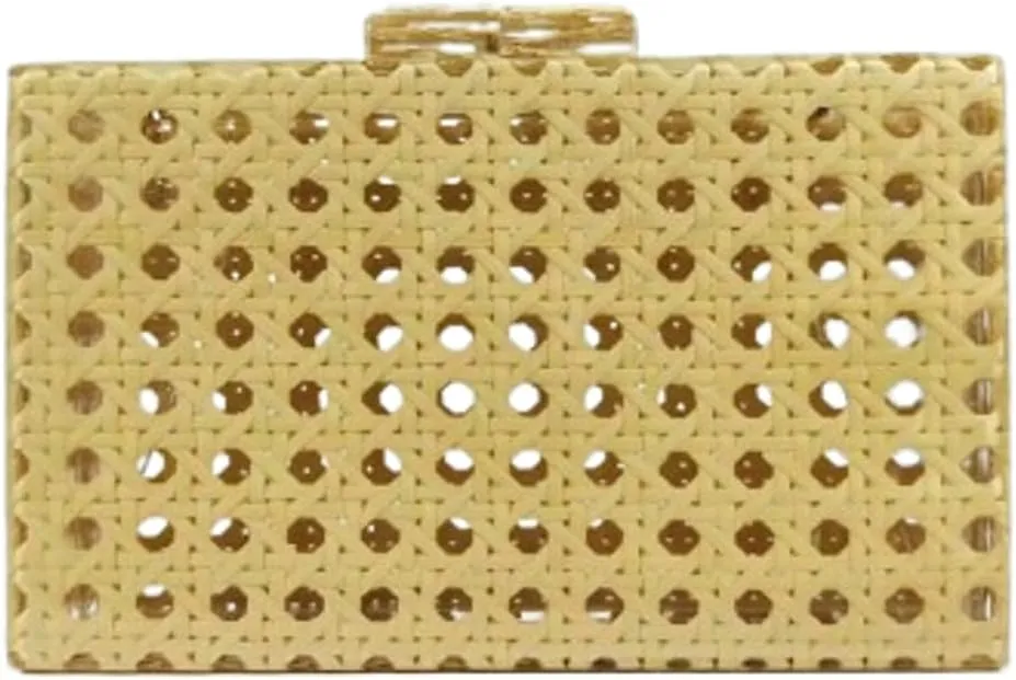 Rattan Woven Clutch Purse Acrylic Evening Bag Straw Beach Bag Hobo Bags Square Handmade Crossbody Shoulder Purse With Chain