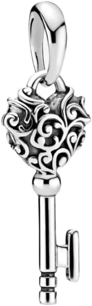 Regal Key Dangle Charm 925 Sterling Silver Pendant,Jewelry Beads Gifts for Women Bracelet&Necklace A0232