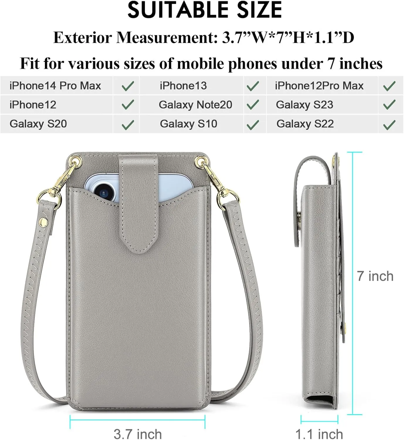 RONSIN Small Crossbody Phone Bag for Women Cell Phone Purse Wallet Mini Shoulder Bag with RFID Card Slots