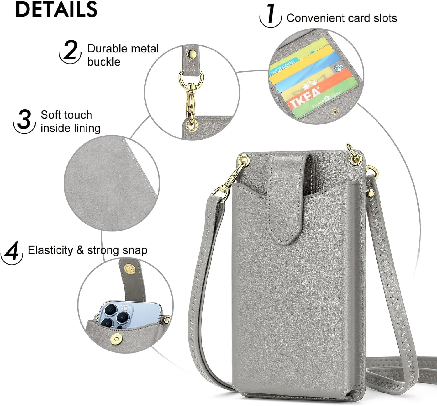 RONSIN Small Crossbody Phone Bag for Women Cell Phone Purse Wallet Mini Shoulder Bag with RFID Card Slots
