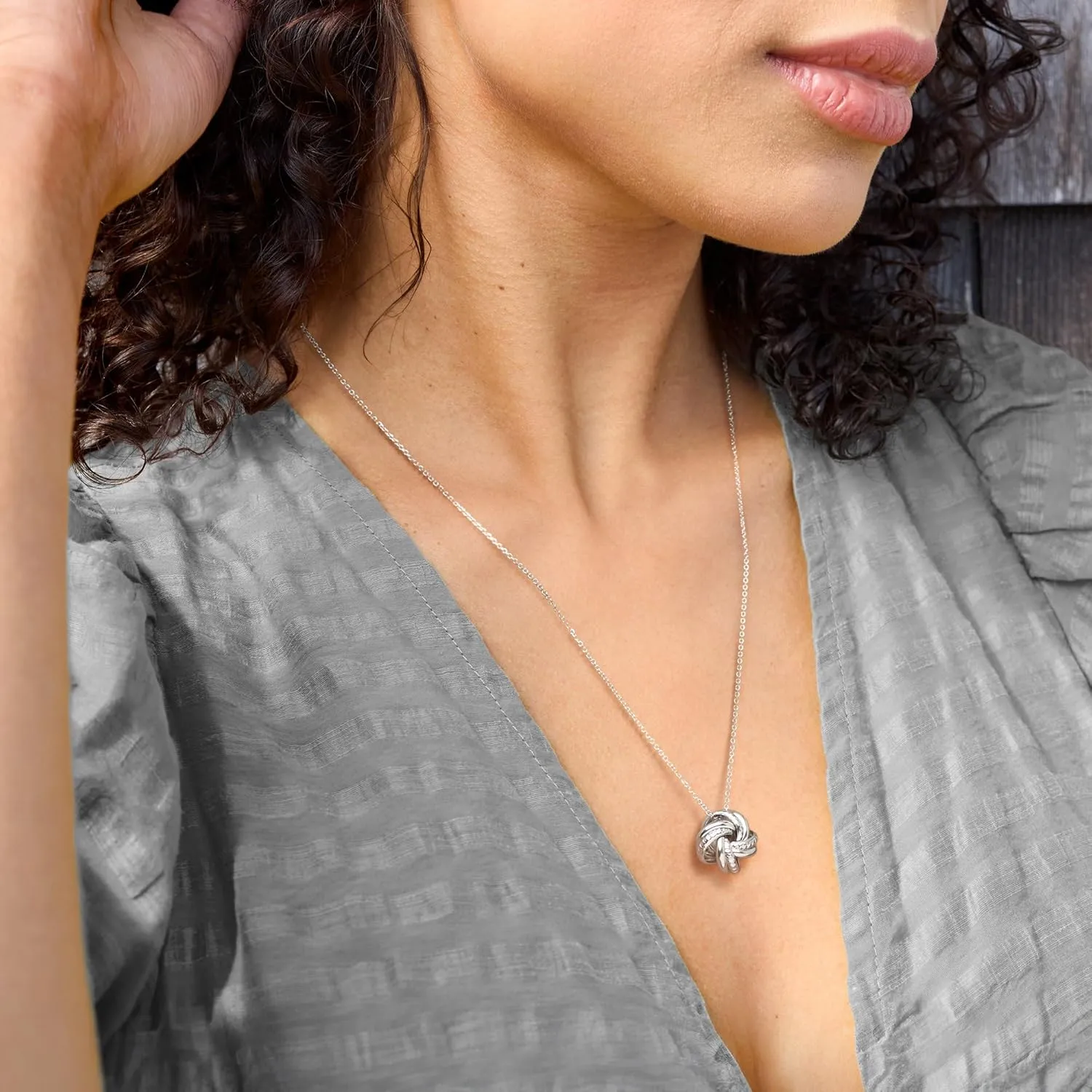 Ross-Simons Italian Sterling Silver Love Knot Pendant Necklace