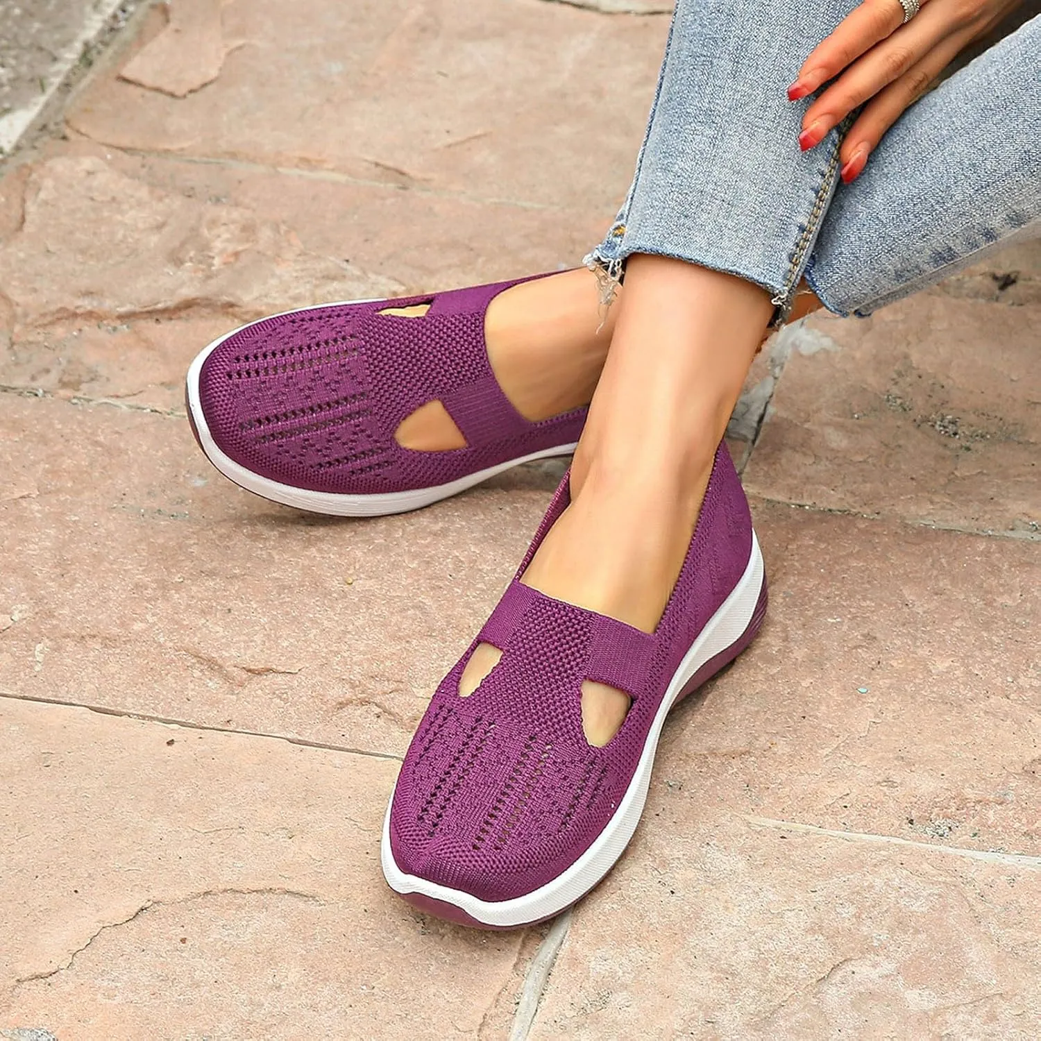 Sandals for Women Orthopedic Breathable Sandals Slip on Arch Support Sandal Memory Foam Sandal Walking Shoes