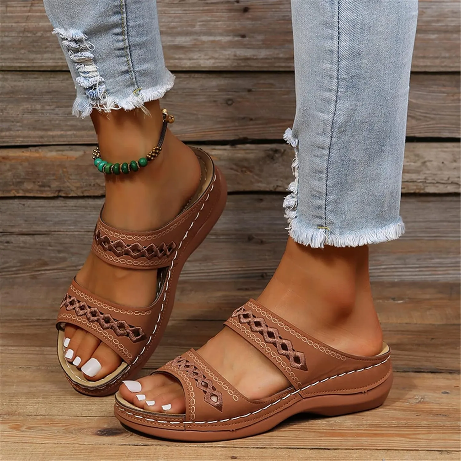 Sandals Women Dressy Summer Flat Cute Casual Beach Shoes Orthotic Flips Flops Arch Support Orthopedic Slippers Slides