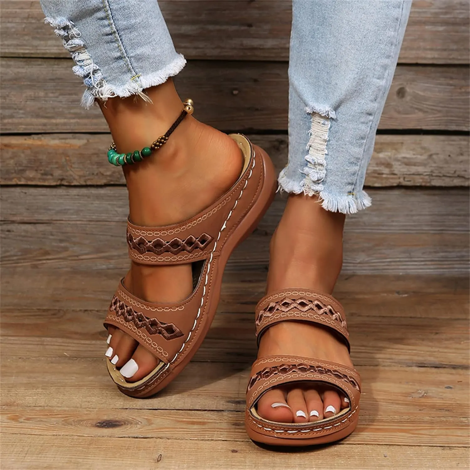 Sandals Women Dressy Summer Flat Cute Casual Beach Shoes Orthotic Flips Flops Arch Support Orthopedic Slippers Slides