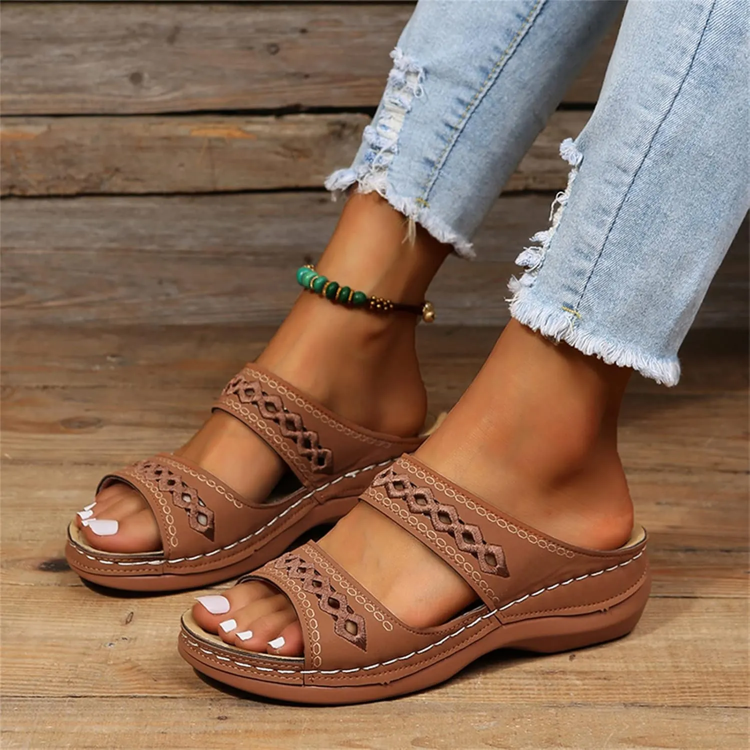 Sandals Women Dressy Summer Flat Cute Casual Beach Shoes Orthotic Flips Flops Arch Support Orthopedic Slippers Slides