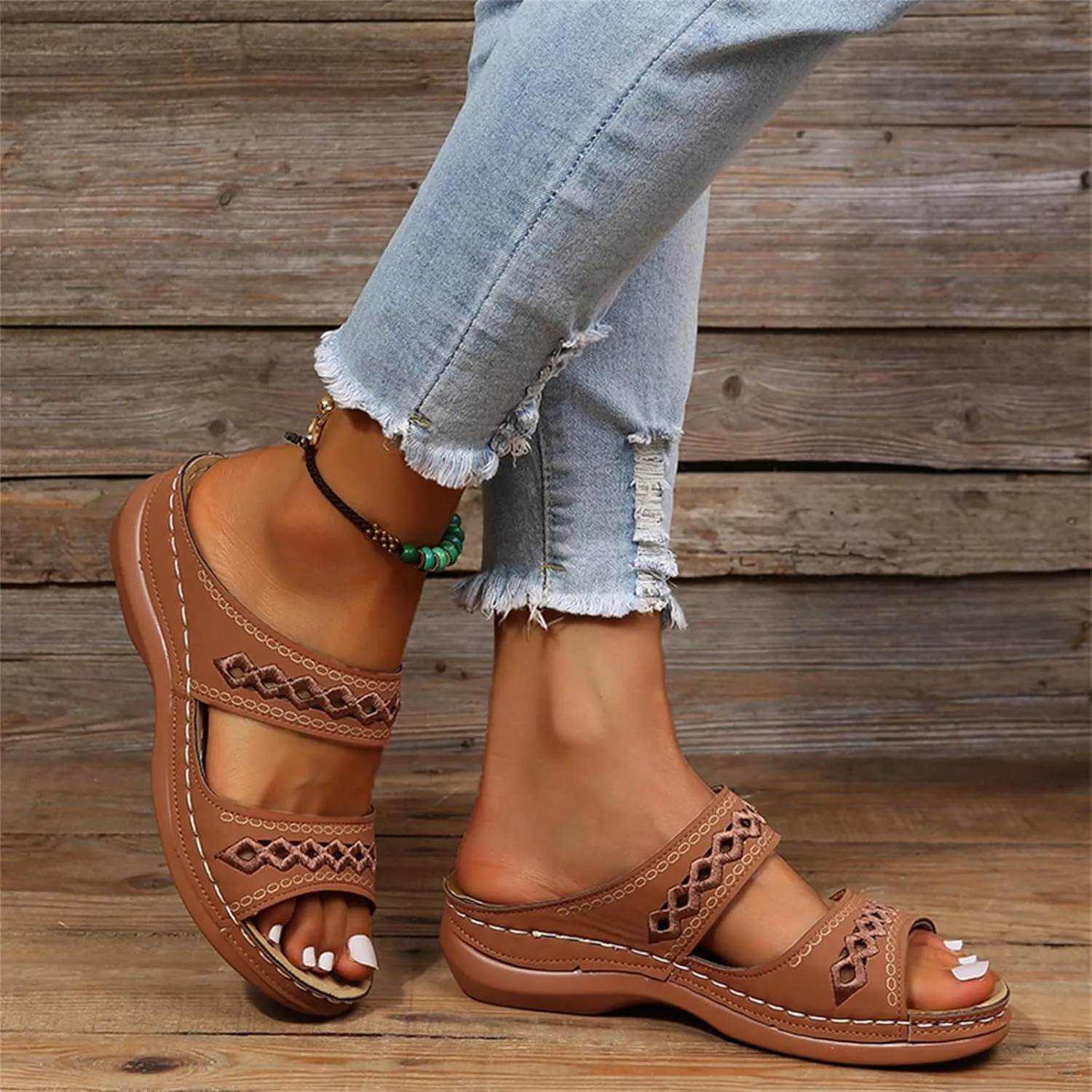 Sandals Women Dressy Summer Flat Cute Casual Beach Shoes Orthotic Flips Flops Arch Support Orthopedic Slippers Slides