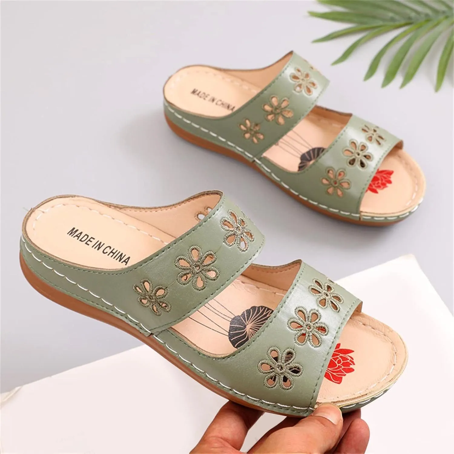 Sandals Women Dressy Summer Flat Slides Arch Support Orthopedic Sandals Platform Wedge Mules Open Toe Slippers