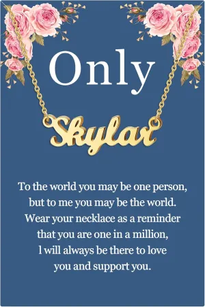 SANNYRA Name Necklace Personalized, 18K Gold Plated Silver-plated Customized Nameplate Necklaces Jewelry Mother's Day Gifts for Women