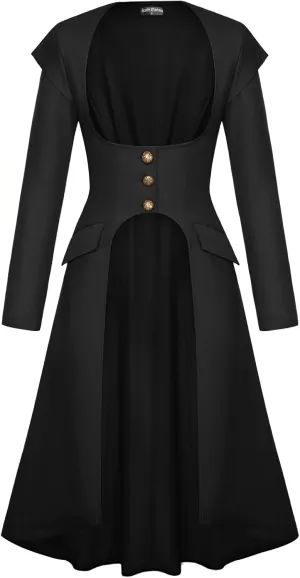 Scarlet Darkness Renaissance Costume Women Trench Coats Underbust Victorian Steampunk Jacket Pirate Long Jackets