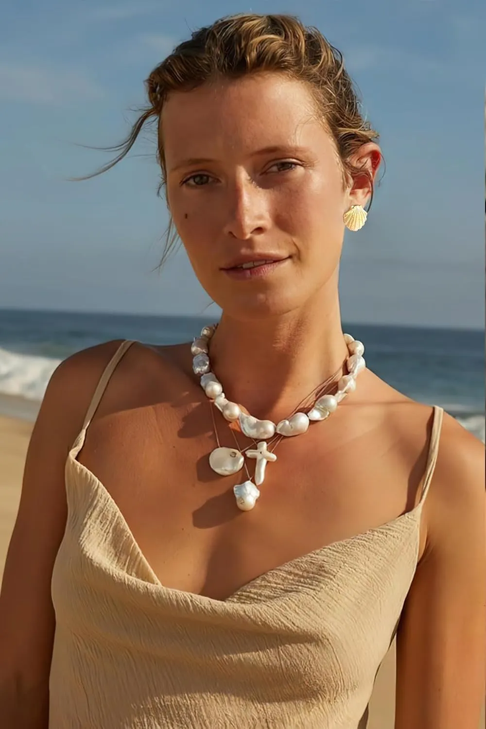 Sea Shell Earrings For Women Conch Earring Gold Shell Earrings Beach Ocean Studs Summer Fashion Earrings Jewelry