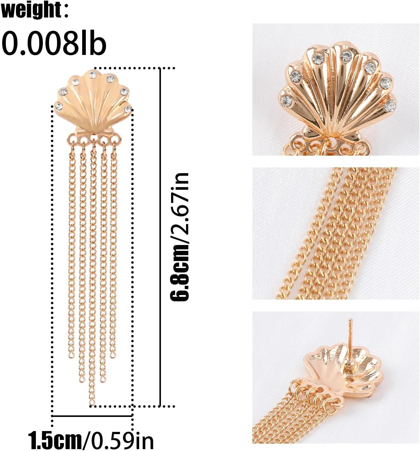 Seashell Dangle Earrings for Women, Shell Tassel Drop Earrings Boho Beaded Tassels Zircon Pendant Shell Earrings Scallop Pearl Seashell Statement Trendy Earrings Summer Beach Vacation Jewelry
