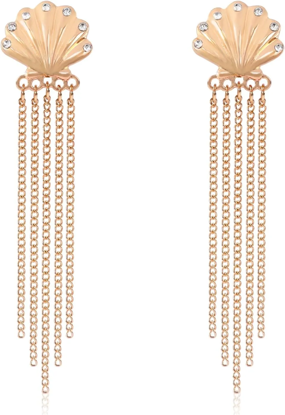 Seashell Dangle Earrings for Women, Shell Tassel Drop Earrings Boho Beaded Tassels Zircon Pendant Shell Earrings Scallop Pearl Seashell Statement Trendy Earrings Summer Beach Vacation Jewelry