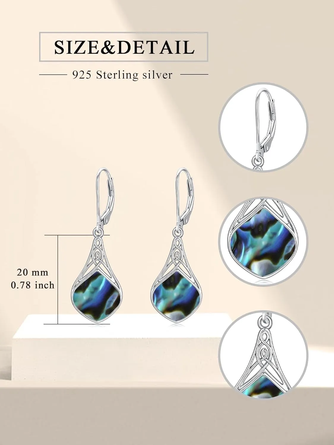 Seiyang Teardrop Earrings Sterling Silver Celtic Teardrop Drop Earrings Jewelry Gifts for Women