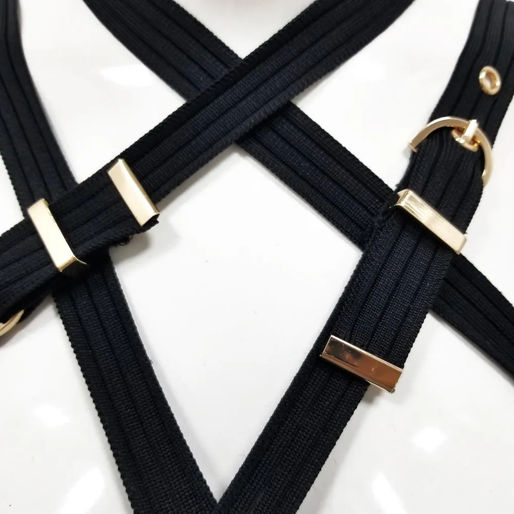 Sexy Bandage Elegant Spaghetti Strap Black Bodycon Dress