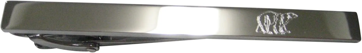 Silver Toned Etched Fat Polar Bear Sleek Tie Clip