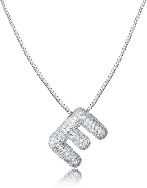 SKQIR Diamond Initial Letter Necklace for Women Bubble Gold Plated Puffy Balloon Alphabet Crystal Zircon Pendant Name Necklace Dainty Charms Trendy Jewelry Gift for Women