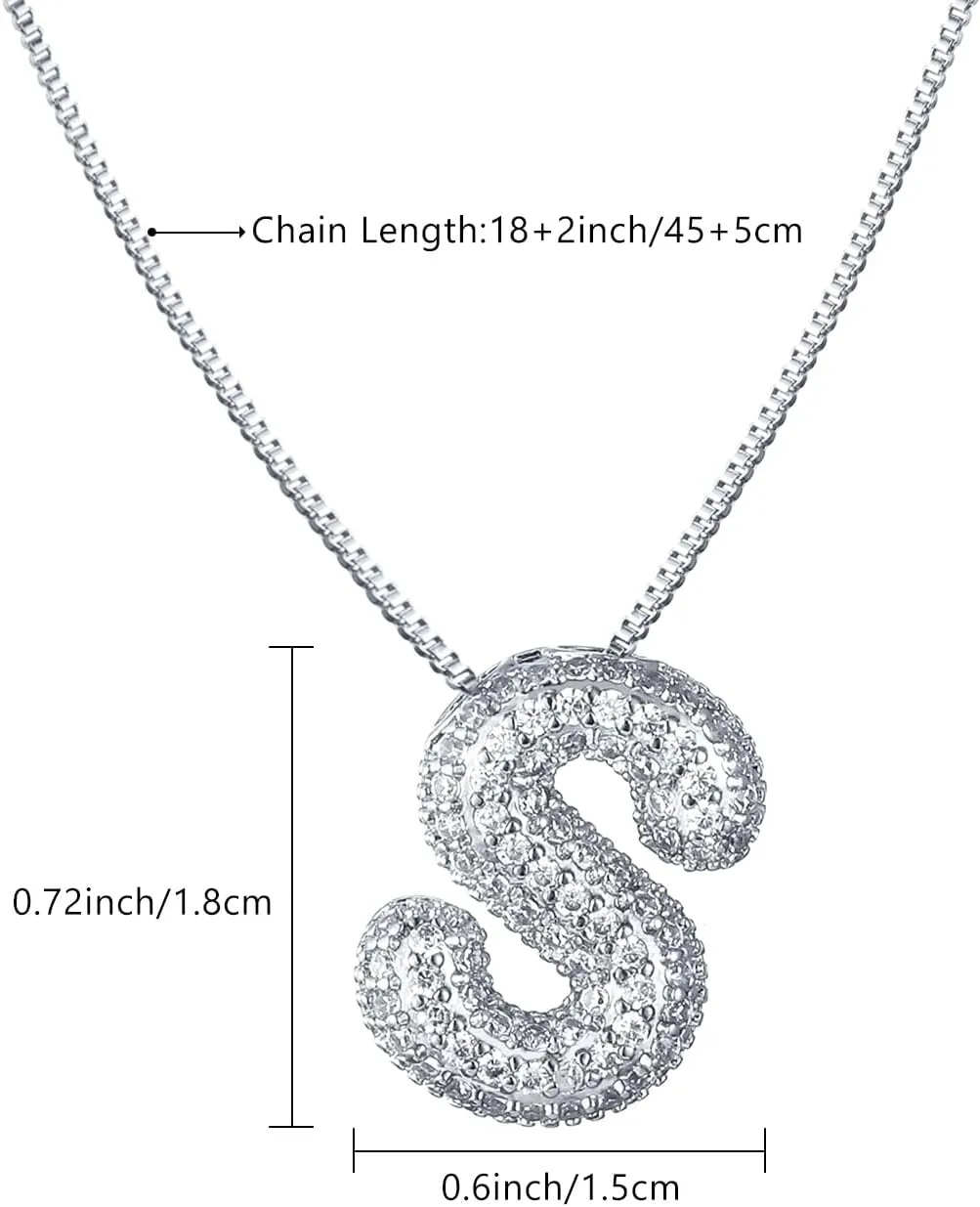 SKQIR Diamond Initial Letter Necklace for Women Bubble Gold Plated Puffy Balloon Alphabet Crystal Zircon Pendant Name Necklace Dainty Charms Trendy Jewelry Gift for Women