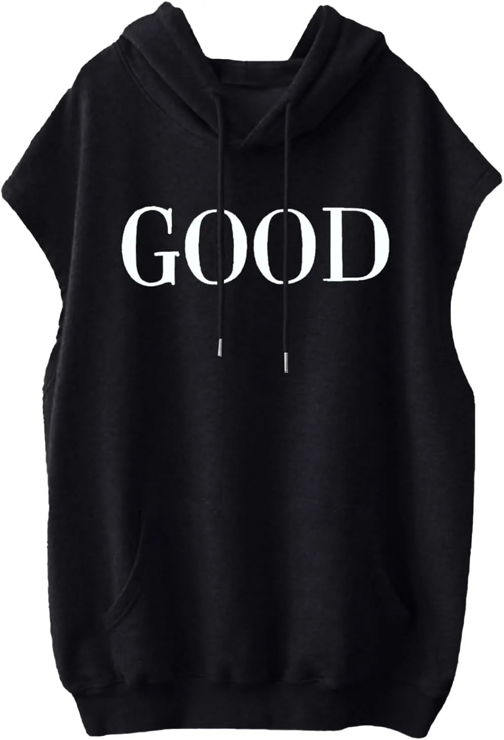 Sleeveless Vest Tops with Hood for Women Casual Loose Fit Hoodie Lightweight Drawstring Pullover Sweatshirt with Pockets