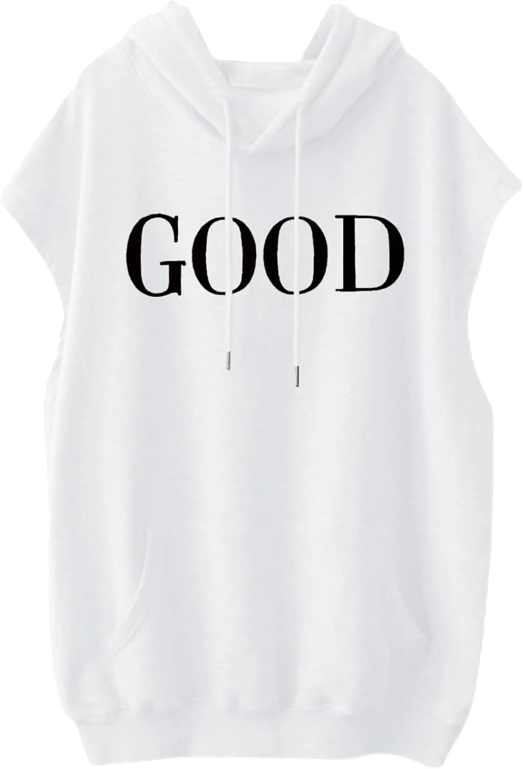 Sleeveless Vest Tops with Hood for Women Casual Loose Fit Hoodie Lightweight Drawstring Pullover Sweatshirt with Pockets