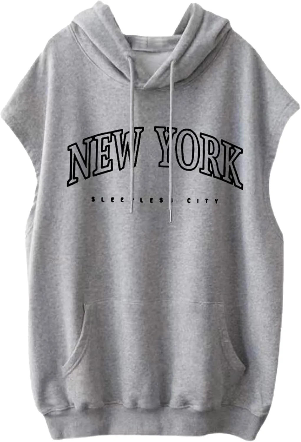 Sleeveless Vest Tops with Hood for Women Casual Loose Fit Hoodie Lightweight Drawstring Pullover Sweatshirt with Pockets