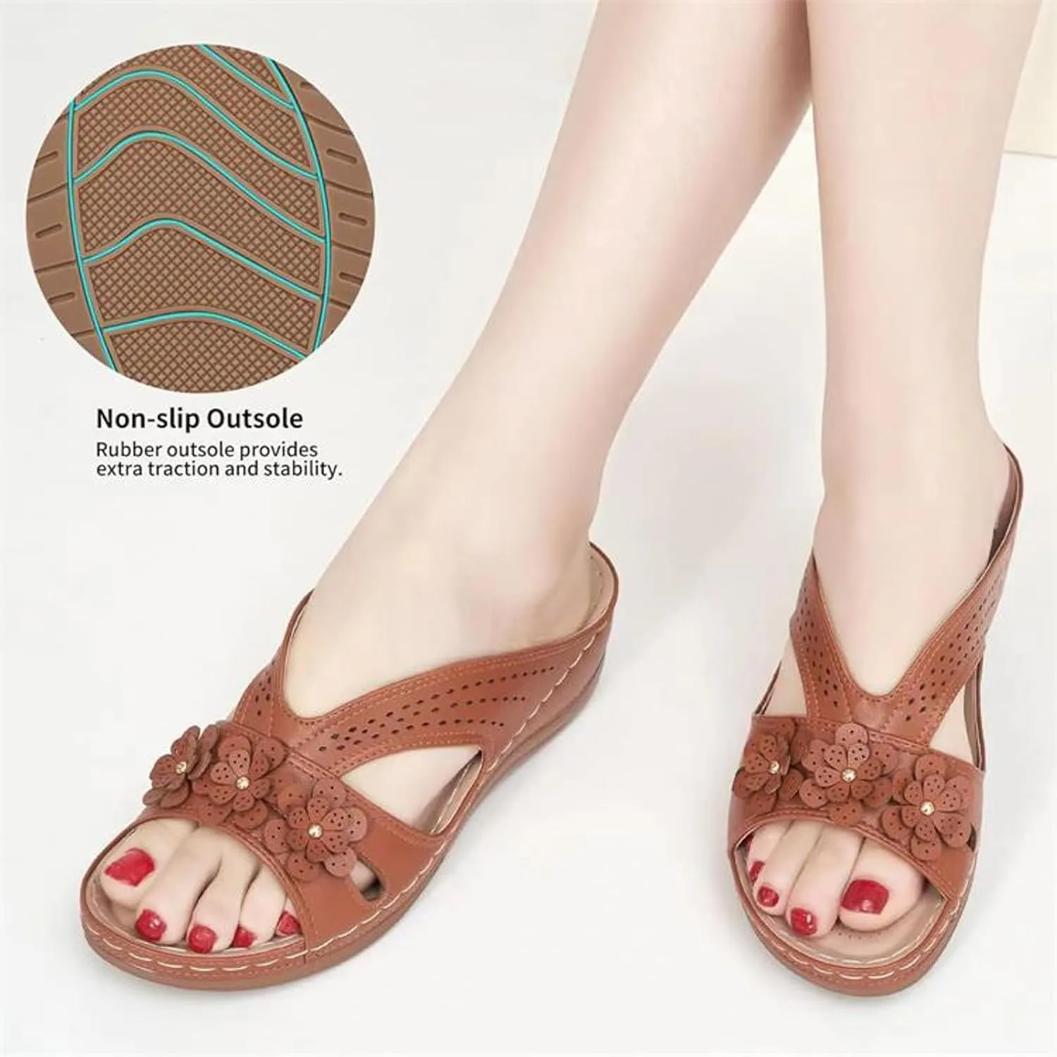 Slip On Dressy Summer Comfortable Slides Sandals Lightweight Memory Foam Platform Shoes Womens Casual Sandals