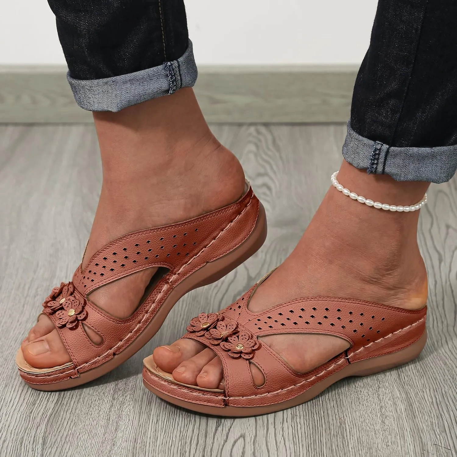 Slip On Dressy Summer Comfortable Slides Sandals Lightweight Memory Foam Platform Shoes Womens Casual Sandals