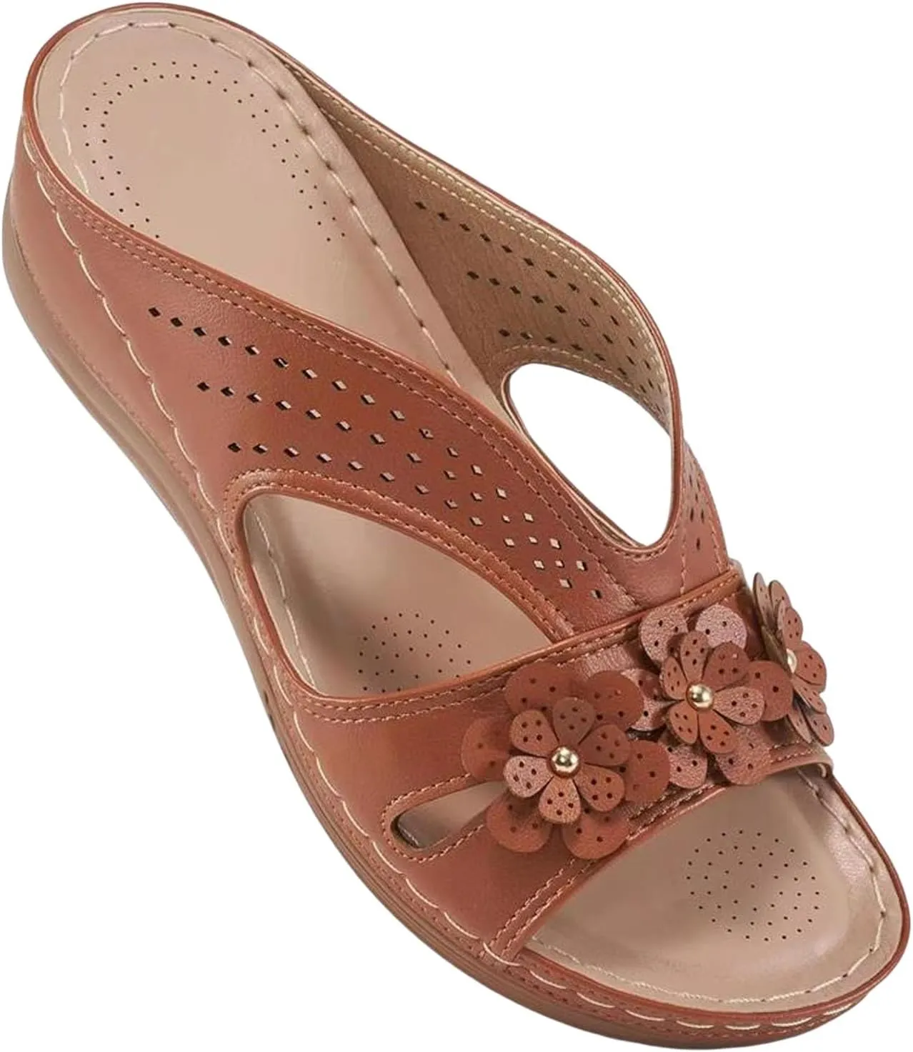 Slip On Dressy Summer Comfortable Slides Sandals Lightweight Memory Foam Platform Shoes Womens Casual Sandals