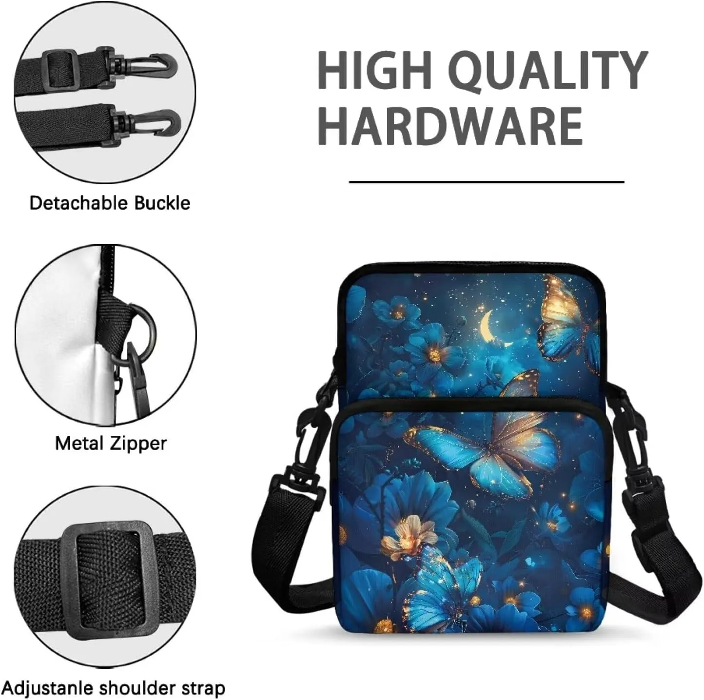 Small Crossbody Bags for Women Men, 2 Layer Messenger Sling Bag Waist Fanny Pack