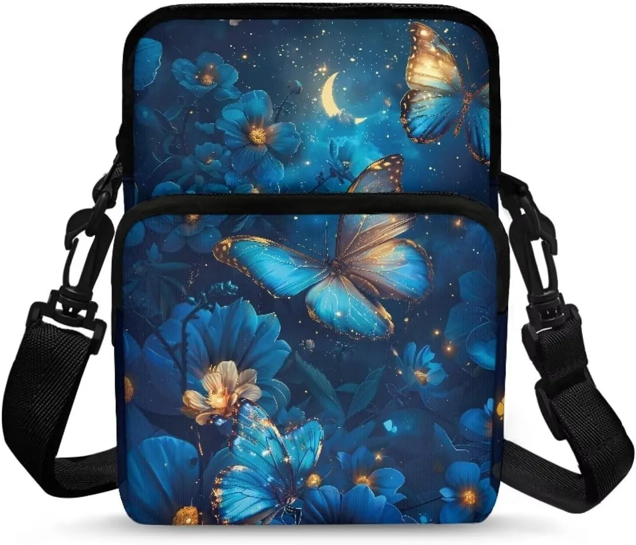 Small Crossbody Bags for Women Men, 2 Layer Messenger Sling Bag Waist Fanny Pack