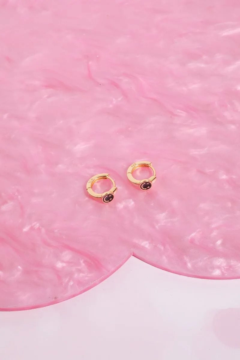 Smiles for Miles Sterling Silver Huggie Earrings