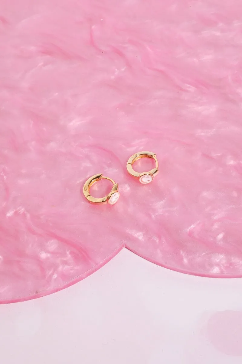 Smiles for Miles Sterling Silver Huggie Earrings
