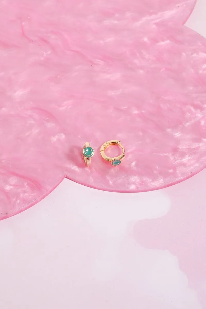 Smiles for Miles Sterling Silver Huggie Earrings