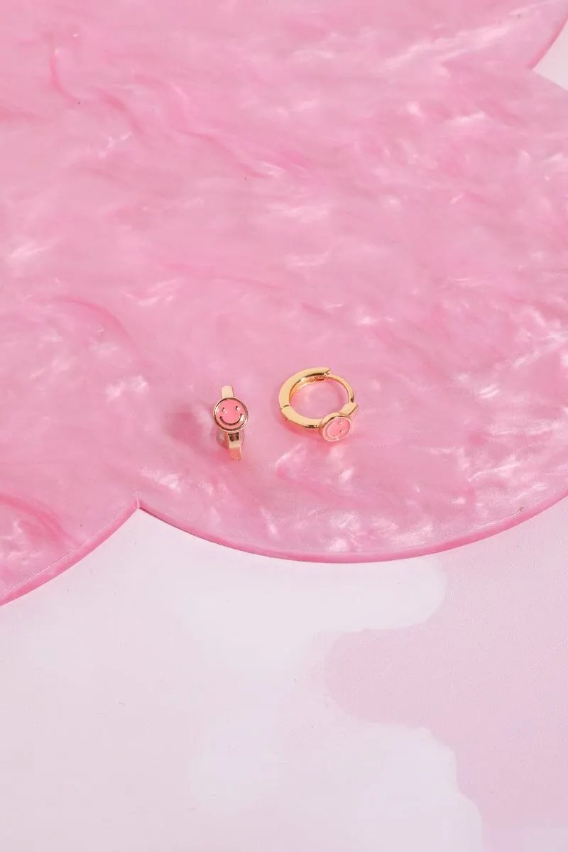 Smiles for Miles Sterling Silver Huggie Earrings