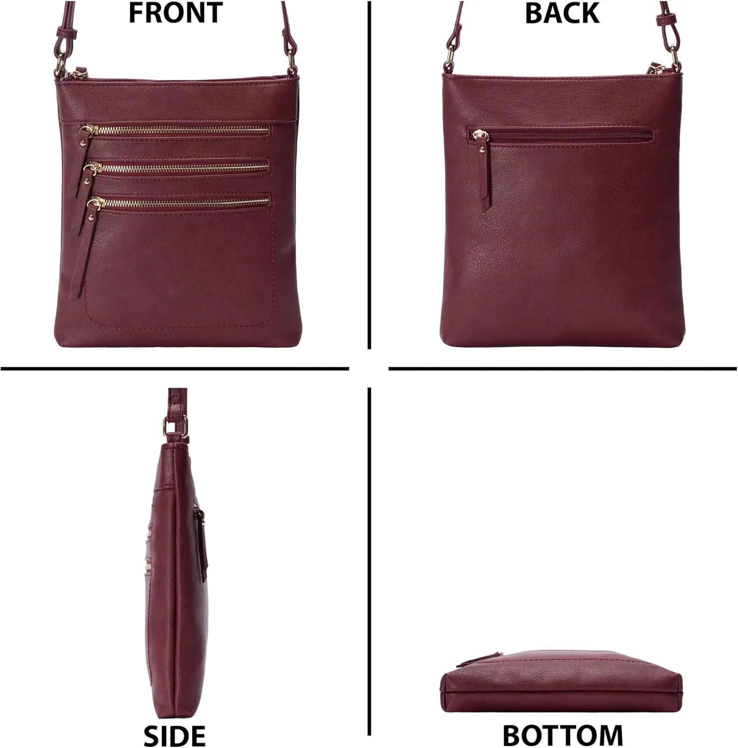 Solene Crossbody Bag Functional Multi Pocket Messenger Purse Top Zip Closure Shoulder Handbag With Adjustable Strap