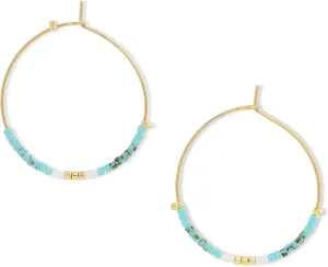 Sonatomber Handmade Boho Colorful Beaded Large Gold Hoop Earrings for Women, Bohemian Seed Beads Circle Hoops Cartilage Hypoallergenic Holiday Prom Jewelry Gift