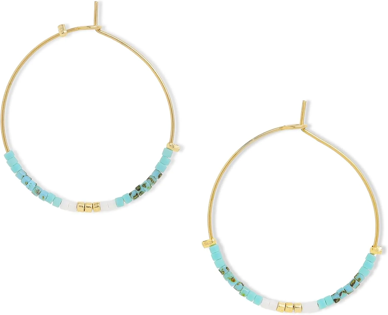 Sonatomber Handmade Boho Colorful Beaded Large Gold Hoop Earrings for Women, Bohemian Seed Beads Circle Hoops Cartilage Hypoallergenic Holiday Prom Jewelry Gift