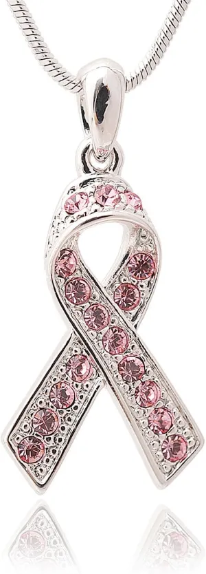 Spinningdaisy Breast Cancer Awareness Sleek Pink Ribbon Necklace