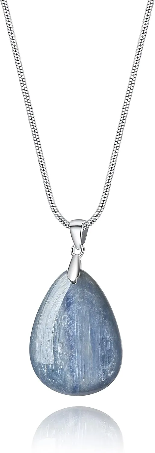 Stainless Steel Teardrop Healing Crystal Necklace
