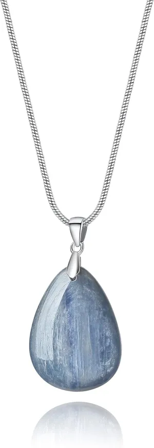 Stainless Steel Teardrop Healing Crystal Necklace