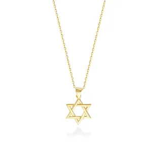 Star of David Necklace Gold - Meaningful Jewish Gift & Bat Mitzvah Jewelry | Israelite Pendant (Gold, 16 Inches)