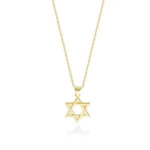 Star of David Necklace Gold - Meaningful Jewish Gift & Bat Mitzvah Jewelry | Israelite Pendant (Gold, 18 Inches)