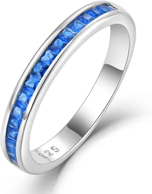 STARCHENIE Stackable Ring for Women | 925 Sterling Silver Eternity Band | Princess Cut Birthstone Rings Size 5-10