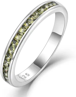 STARCHENIE Stackable Ring for Women | 925 Sterling Silver Eternity Band | Princess Cut Birthstone Rings Size 5-10