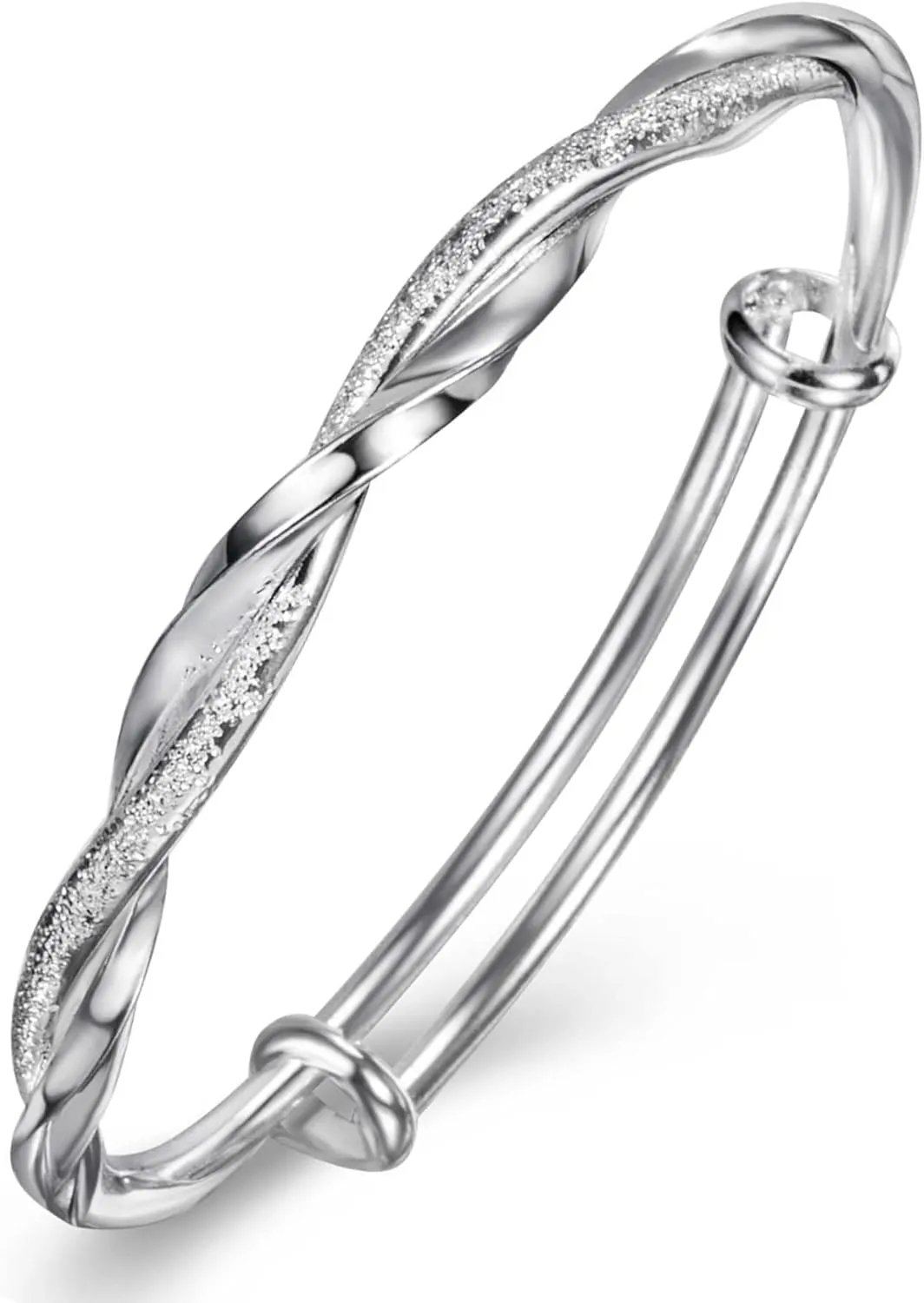 Sterling Silver Bangle Bracelets for Women 925 silver Cuff Bracelet Adjustable Jewelry Fashion Simple Open Bangles Cuff Jewelry for Women Mom Wife Mothers Day Valentine Gift