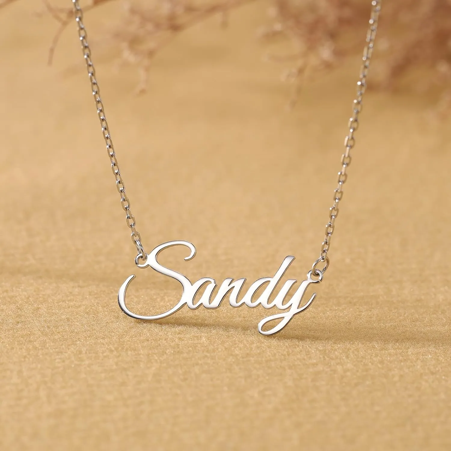 Sterling Silver Name Necklace Personalized, Custom Name Necklace for Christmas Birthday Gifts Customized 925 Sterling Silver Necklaces for Women Girlfriend