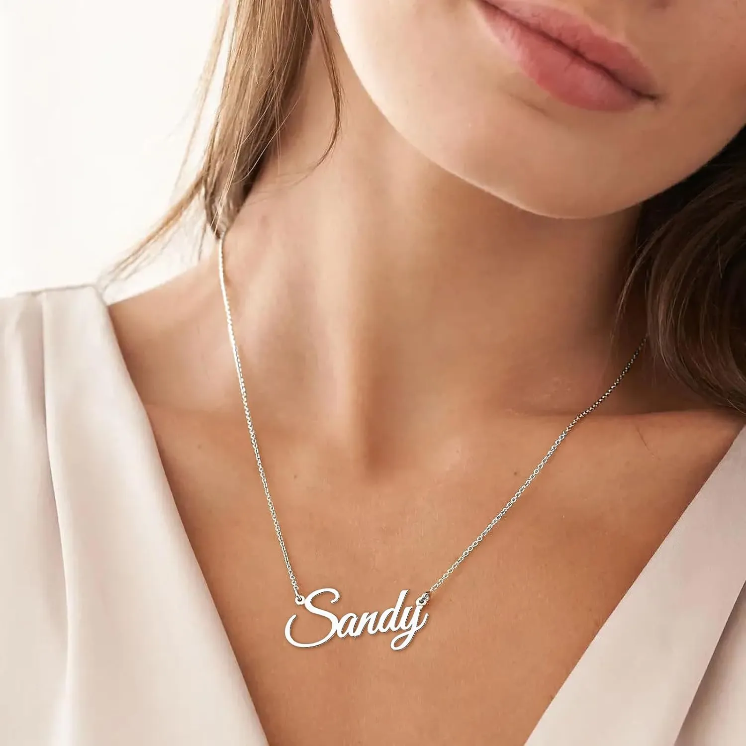 Sterling Silver Name Necklace Personalized, Custom Name Necklace for Christmas Birthday Gifts Customized 925 Sterling Silver Necklaces for Women Girlfriend