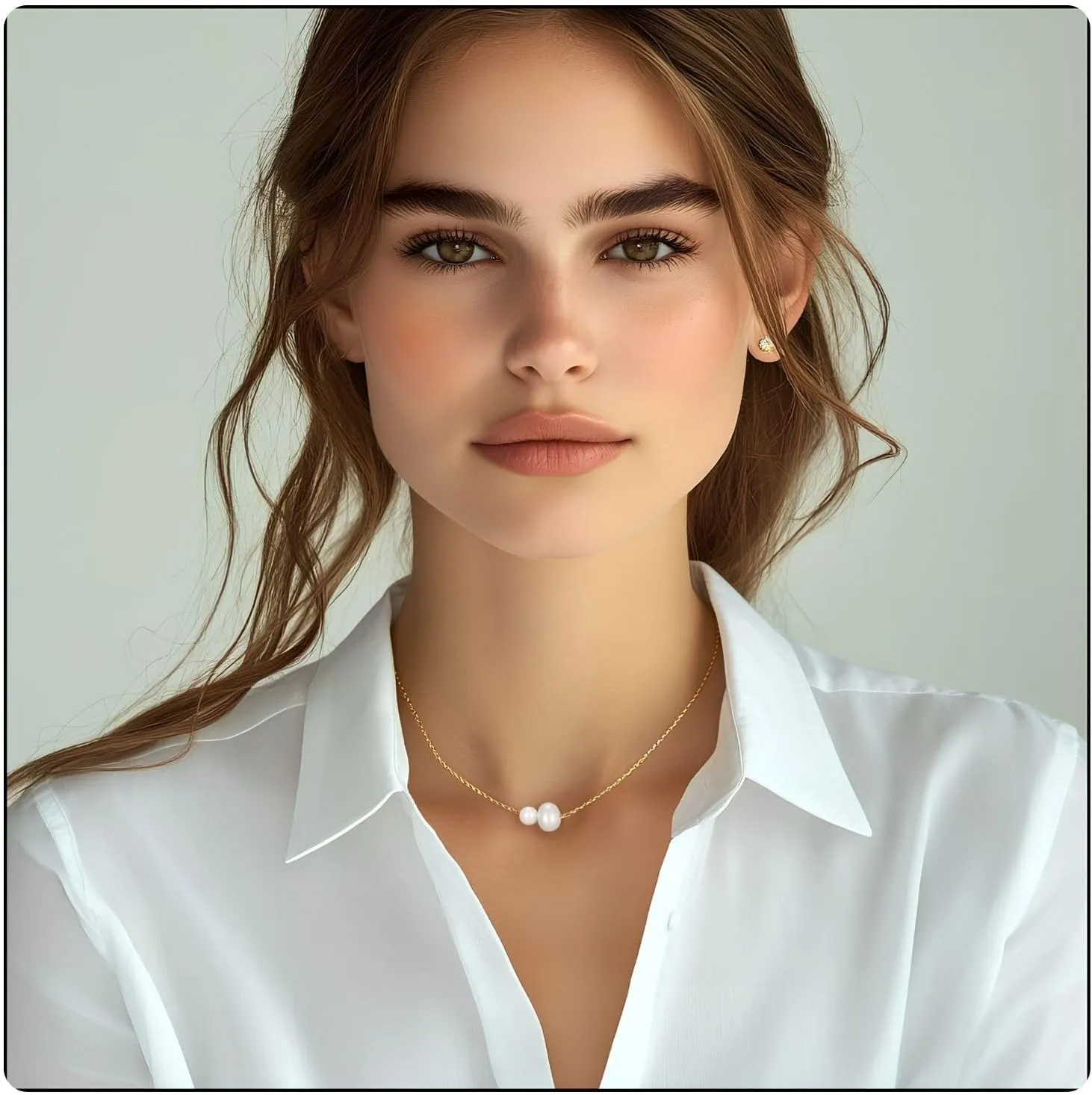 Sterling Silver Necklace for Women Dainty Freshwater Pearl Pendant Necklace Gold Plated Pearl Choker