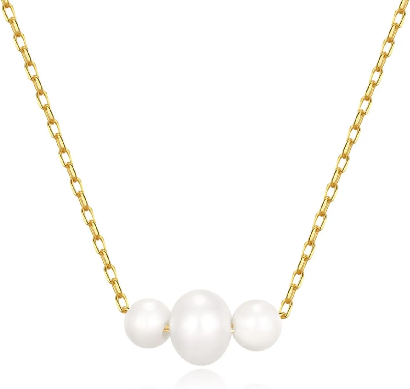 Sterling Silver Necklace for Women Dainty Freshwater Pearl Pendant Necklace Gold Plated Pearl Choker